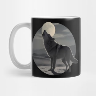Lone Wolf Under the Full Moon Night Mug